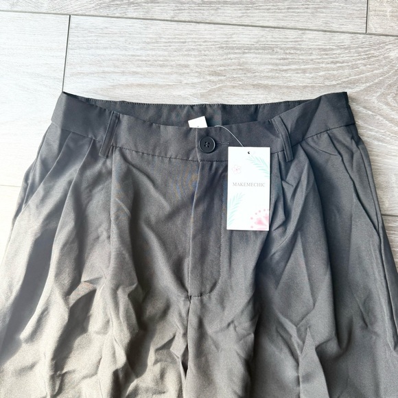 NWT MAKEMECHIC High Waist Pleated Front Stretch Wide Leg Pants - Picture 3 of 12